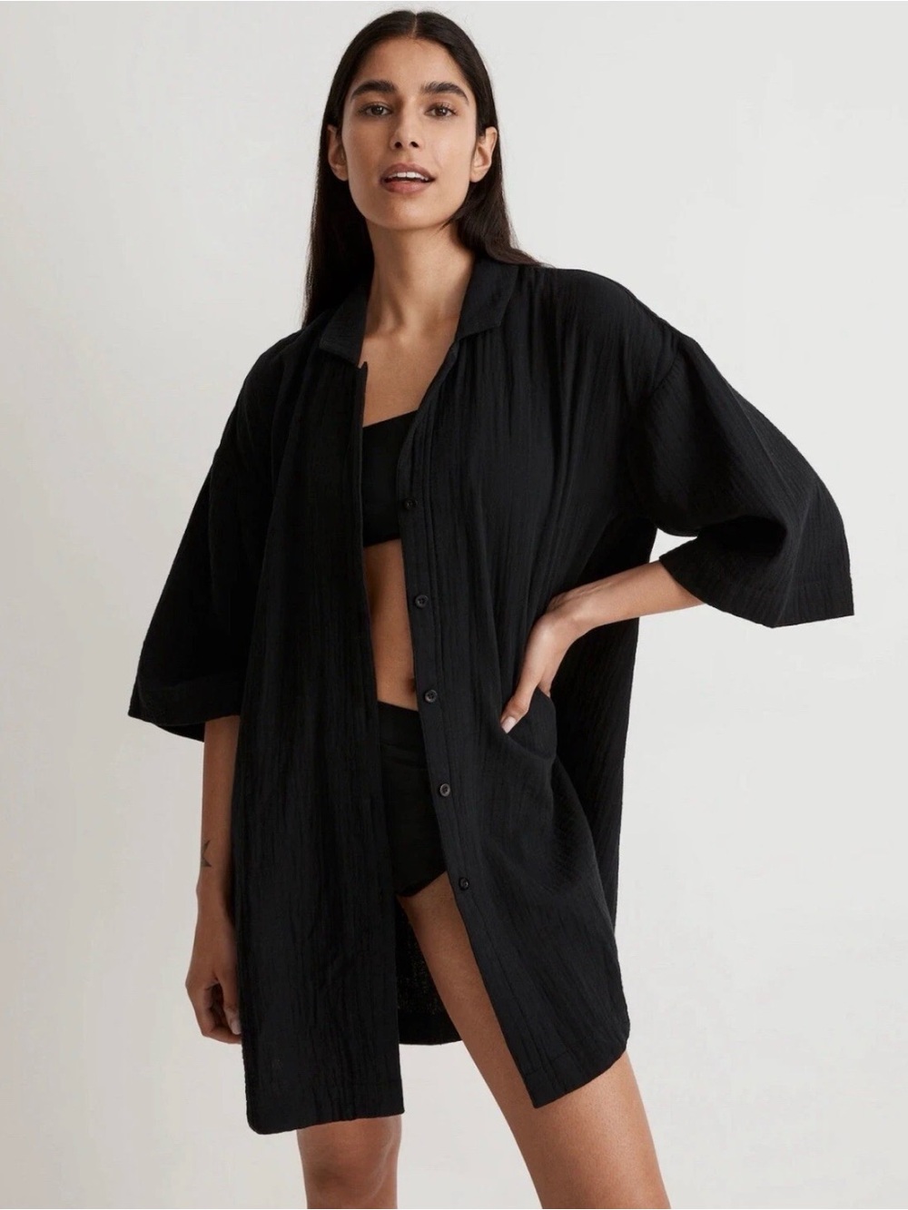 Madewell Crinkle Cotton Cover-Up Mini Shirtdress NWOT